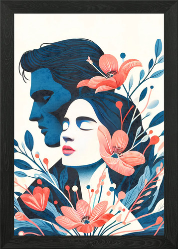 Floral couple portrait framed - couple,