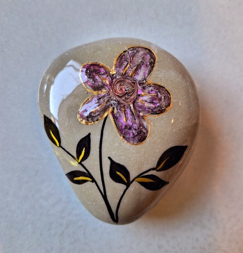 Textured hand painted stone - painted,