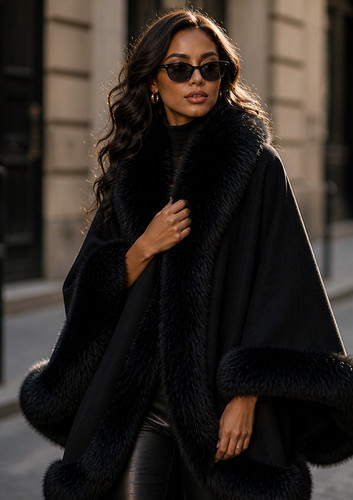 Luxury black cashmere - , wool