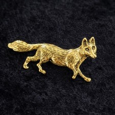 Fox brooch gold tone - brooch,