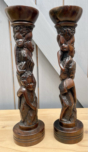 Pair carved african - tree, of