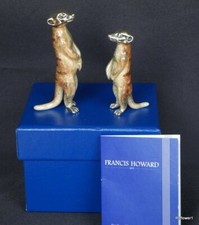 Pair of Saturno Silver and Enamel Meerkats, ST391-1, ST391-2, boxed, certificate