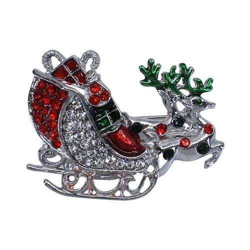 Silver tone crystal - crystal, santa