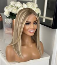 ? Blonde Ashy Biscuit Lace 14 / 16” Bob Highlight 100% Remy Human Hair Wig