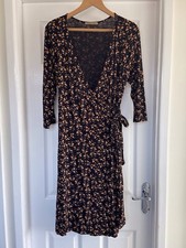 BARBARA HULANICKI for George Black Butterfly Wrap Style Jersey Dress Sz 14 BIBA