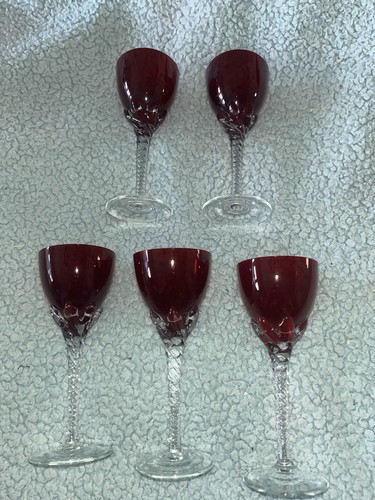 Vintage ruby red twisted stem - vintage,