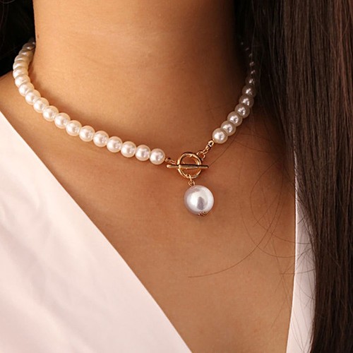 Pearl imitation white string - ,