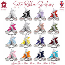 Satin Ribbon Shoelaces for Lo & Hi Top Trainers, Sneakers, Boots , Converse