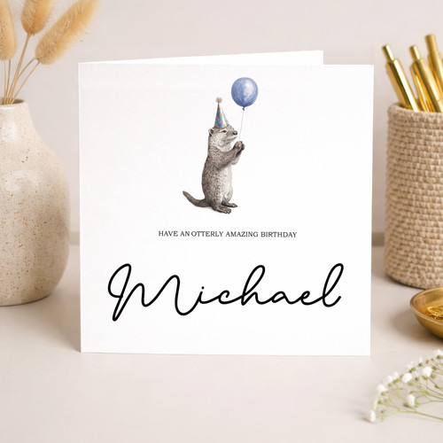 Custom otter birthday card for - otter,