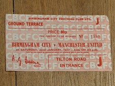 TICKET 1976/77 Birmingham v Manchester United League - RED