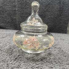 Pretty Hand painted Glass Jars with lid - Floral design