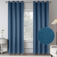 2 Panel Linen Blackout Curtains Eyelet Thermal Ready Made Pair With Tie Backs