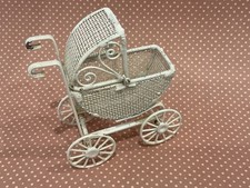 Wire baby pram  1:12th 1:16th scale dolls house furniture nursery.
