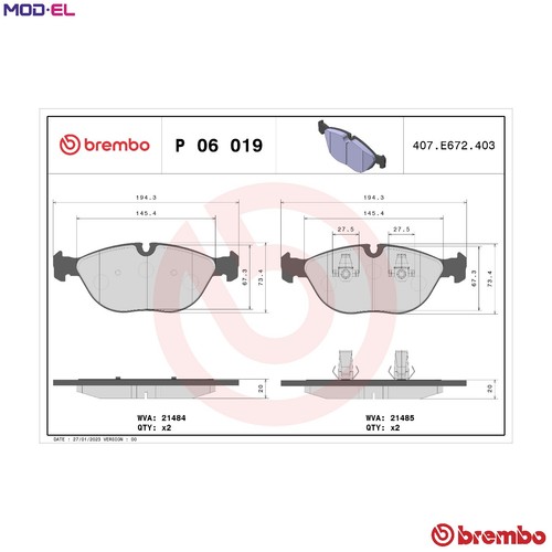 Brake pad set - disc, p