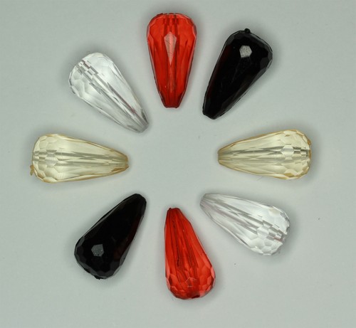 Transparent faceted teardrop - transparent,