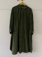 Toast Needlecord Yoke Shirt Dress Army Green UK Size 14