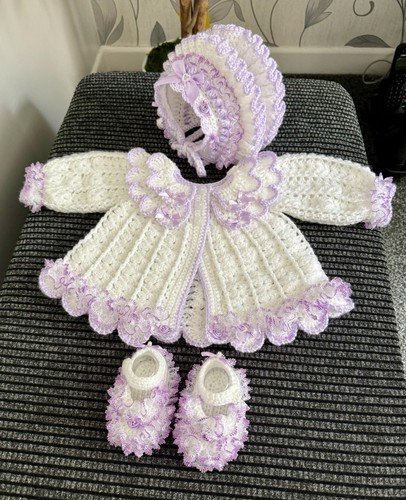 Hand crocheted matinee jacket - hand,