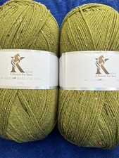 2 x 400g Knitco Aran With Wool Tweed In Leaf Green