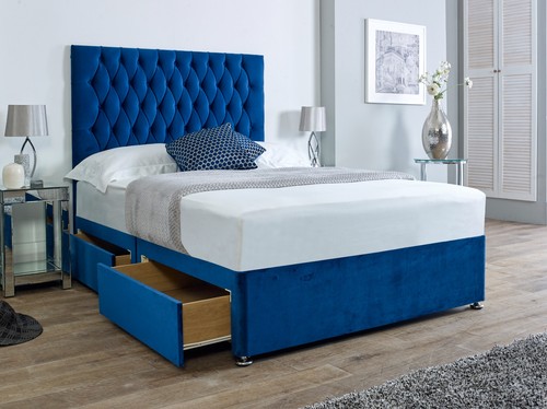 Blue chesterfield divan - divan, bed
