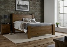 Solid Wood Rustic Super King Size/6ft Chunky Oak Finish Plank Bed Frame