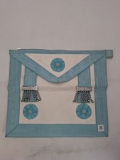 Masonic Regalia Craft Master Mason MM Apron Lambskin Leather Blue & White