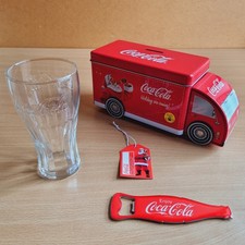 New Coca Cola Tin Money Box With Glass And Bottle Opener Xmas Christmas