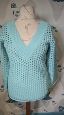 mint green crochet hole style