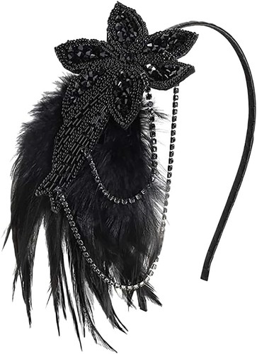 Feather beaded headband - feather,