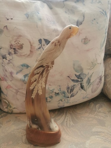 Hand carved bird buffalo horn - hand,