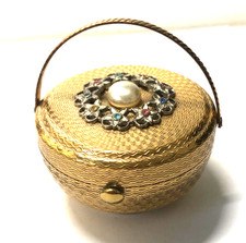 VINTAGE KIGU c1950's 'BOUQUET' BASKET SHAPED POWDER COMPACT SUPERB CONDITION