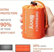 Portable Emergency Survival Sleeping Bag Mylar Thermal Bivvy preper Camping Gear