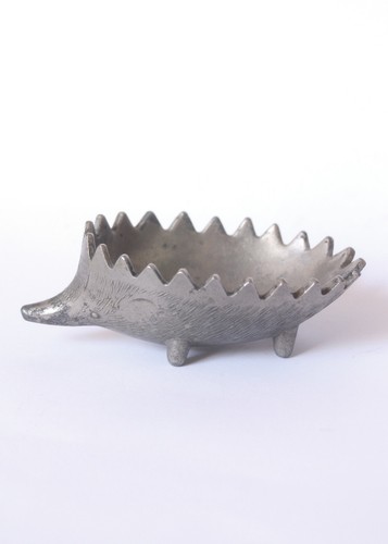 Vintage pewter hedgehog dish - vintage,