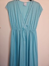 Vintage Nightdress Pippa Dee Turquoise Silky Floaty Long Nightie Size S 8 10