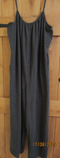 Women's dark grey jersey strappy wide leg crop jumpsuit size L fit 12/14 BNWOT