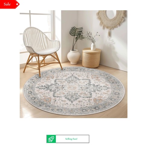 Round vintage machine washable - round,