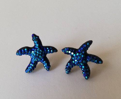 Blue green glittery starfish - green,