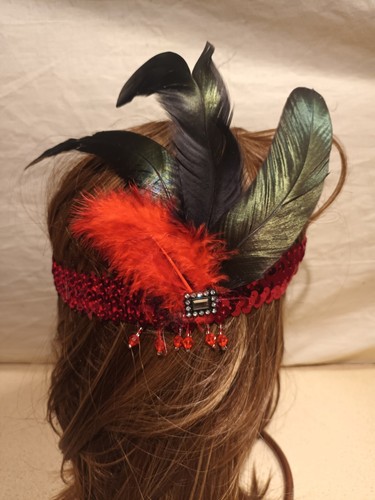Sequin feather headband 20s - sequin,