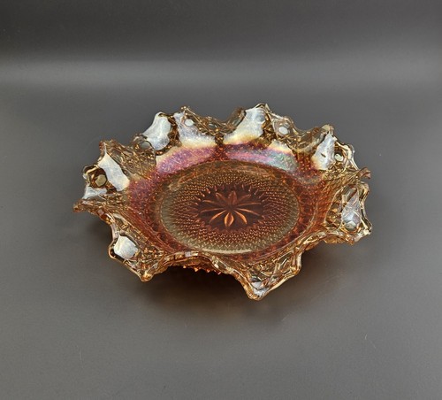 Fenton carnival glass serving - carnival,
