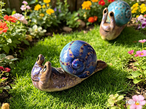 Hand made clay snail with - made,