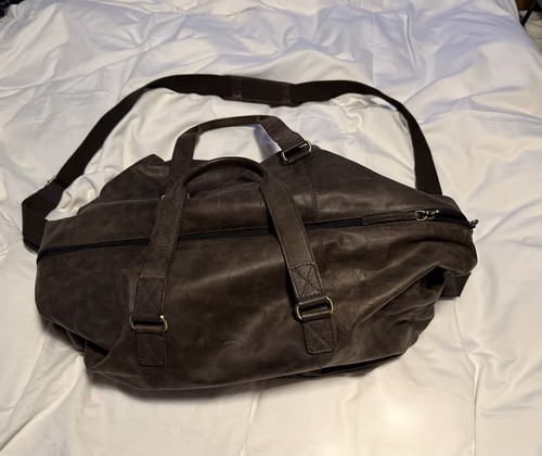 Brown leather holdall medium - leather,