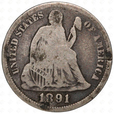 1891 USA Seated Liberty 1 Dime