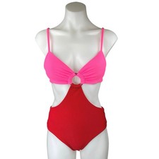 Beach Riot Kirsten Pink Red Colorblock One Piece Swim Bikini Swimsuit Swimwear M