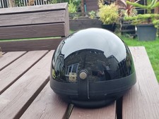 Half Face Retro Style Motorcycle Helmet In Black.