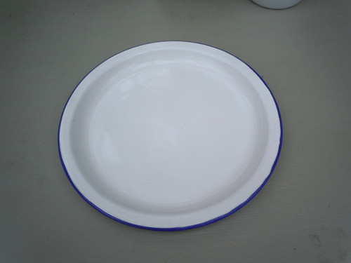 White enamel dinner - enamel, plate