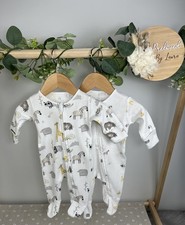 NEXT Baby Unisex Set of 2 Preloved Zip Up Sleepsuits First Size