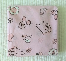 Baby Cotbed fitted sheet, pin & Winnie the Pooh, ,140 x 70 cm , cotton, preowned
