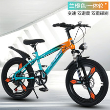 22 Inch Blue Orange Kids bike, Front suspension, headlight & comfy seat (166-170