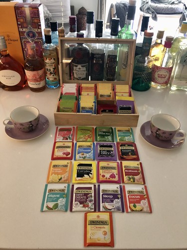 Wooden tea chest - with, twinings