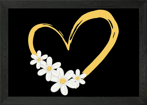 Daisy flower heart framed - heart,