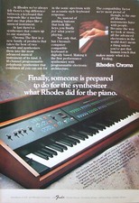 RHODES CHROMA Synthesizer Keyboard Vintage 1982 ADVERT Poster Pin-up